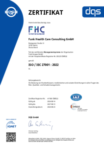 417801   Funk Health Care Consulting GmbH   CERTIFICATE   Deutsch   2024 08 14   ISMS22