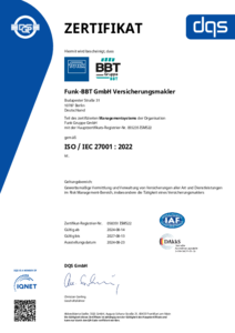 058351   Funk BBT GmbH Versicherungsmakler   CERTIFICATE   Deutsch   2024 08 14   ISMS22