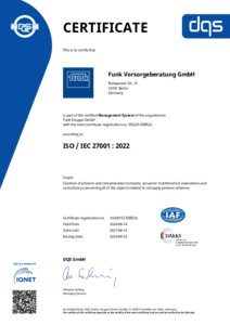 31603152   Funk Vorsorgeberatung GmbH   CERTIFICATE   Englisch   2024 08 14   ISMS22