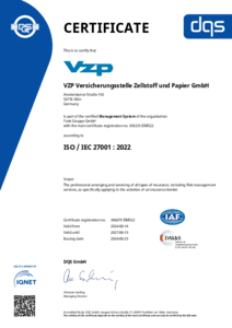 306679   VZP Versicherungsstelle Zellstoff Und Papier GmbH   CERTIFICATE   Englisch   2024 08 14   ISMS22