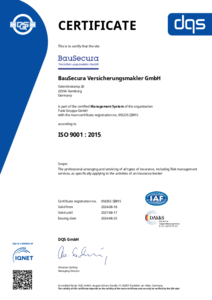 058352   BauSecura Versicherungsmakler GmbH   CERTIFICATE   Englisch   2024 08 18   QM15