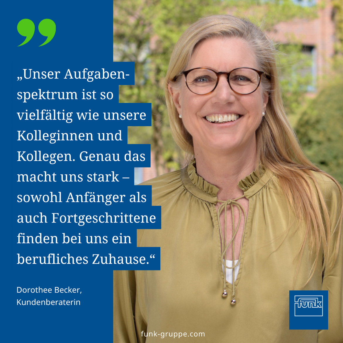  Dorothee Becker mit Zitat auf ihrer linken Seite.