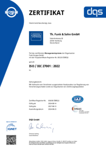 058350   Th. Funk   Sohn GmbH   CERTIFICATE   Deutsch   2024 08 14   ISMS22