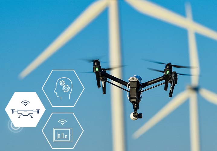 Inspektion von Windenergieanlagen mit Drohnen und KI 