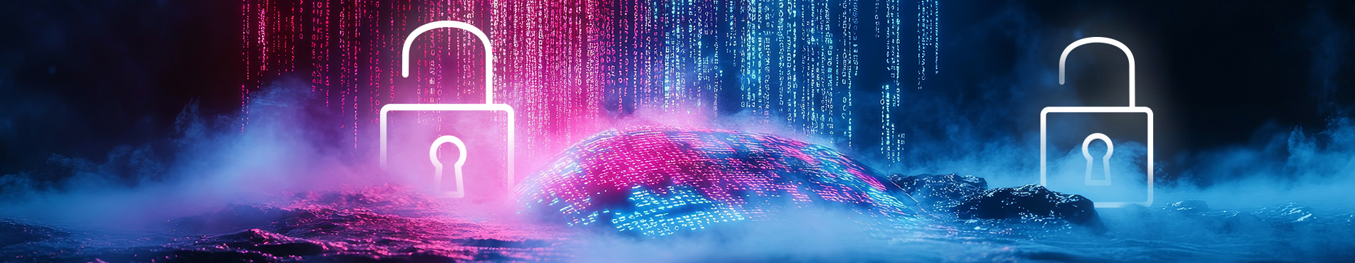 Futuristische Szene mit leuchtenden Datenströmen und offenen Schlössern, symbolisiert Datenleaks und unsichere Datenströme